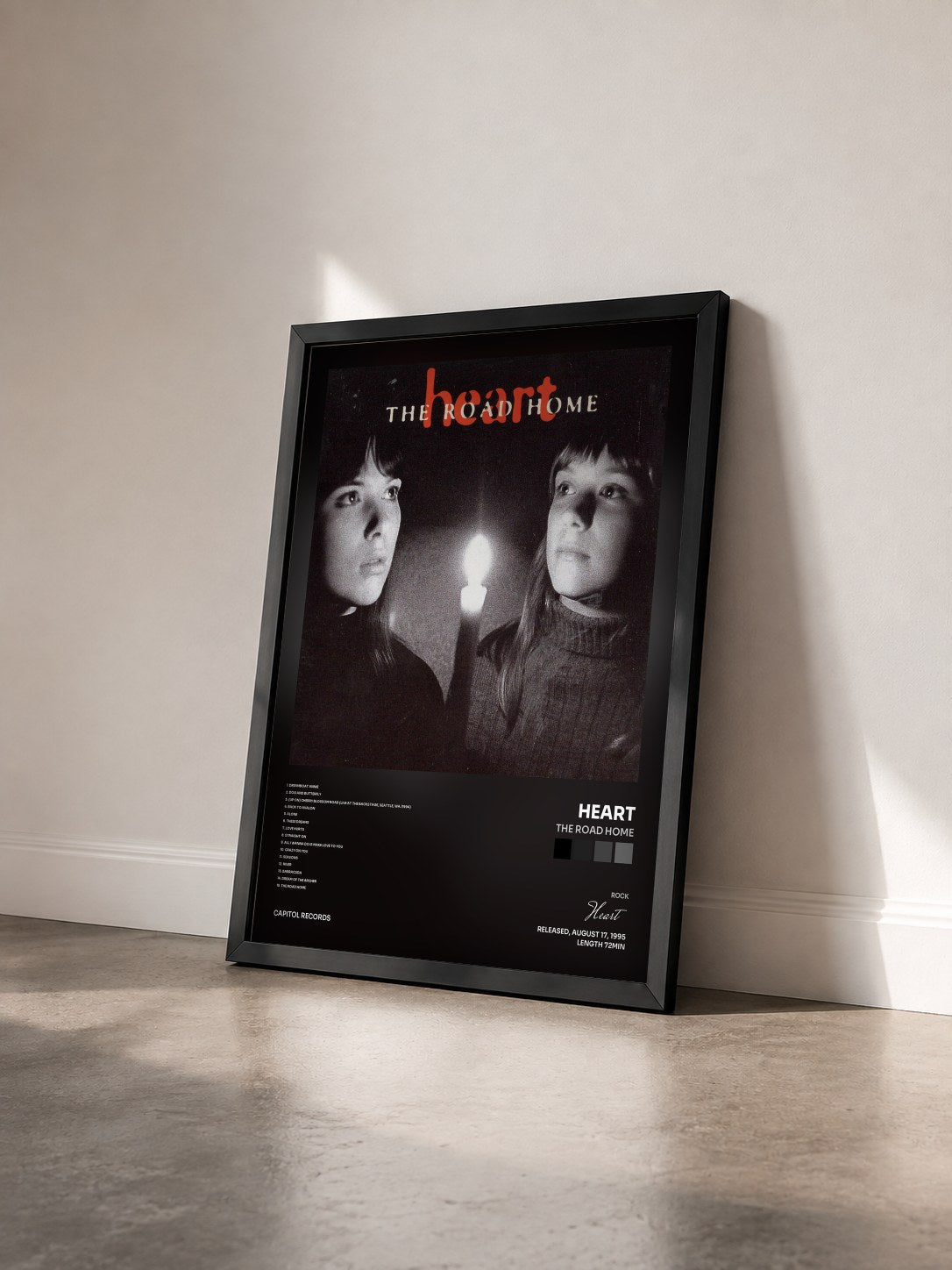 #noir Tableau de l'album The Road Home de Heart vu de trois quarts, cadre noir