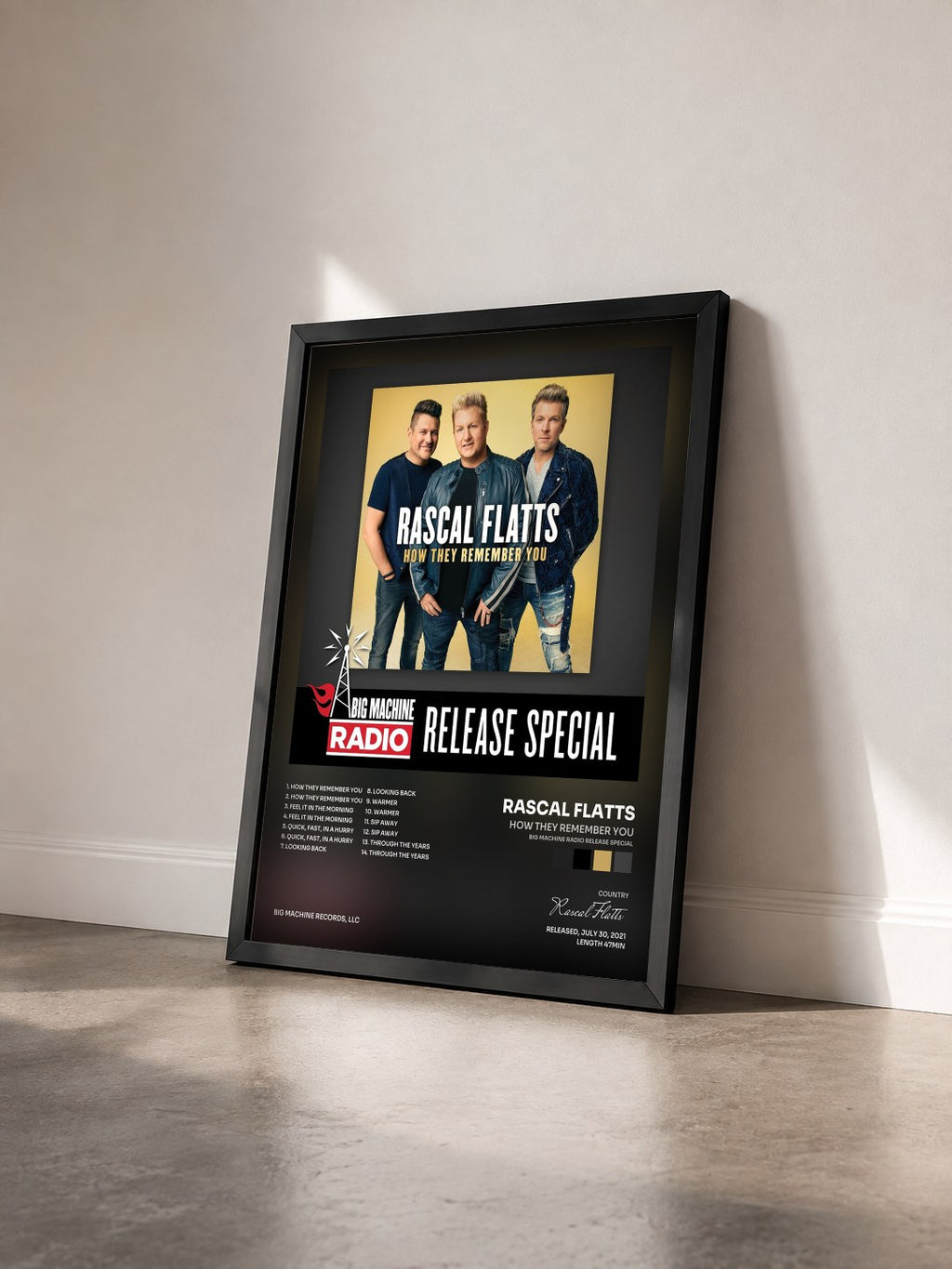 #noir Tableau de l'album How They Remember You (Big Machine Radio Release Special) de Rascal Flatts vu de trois quarts, cadre noir