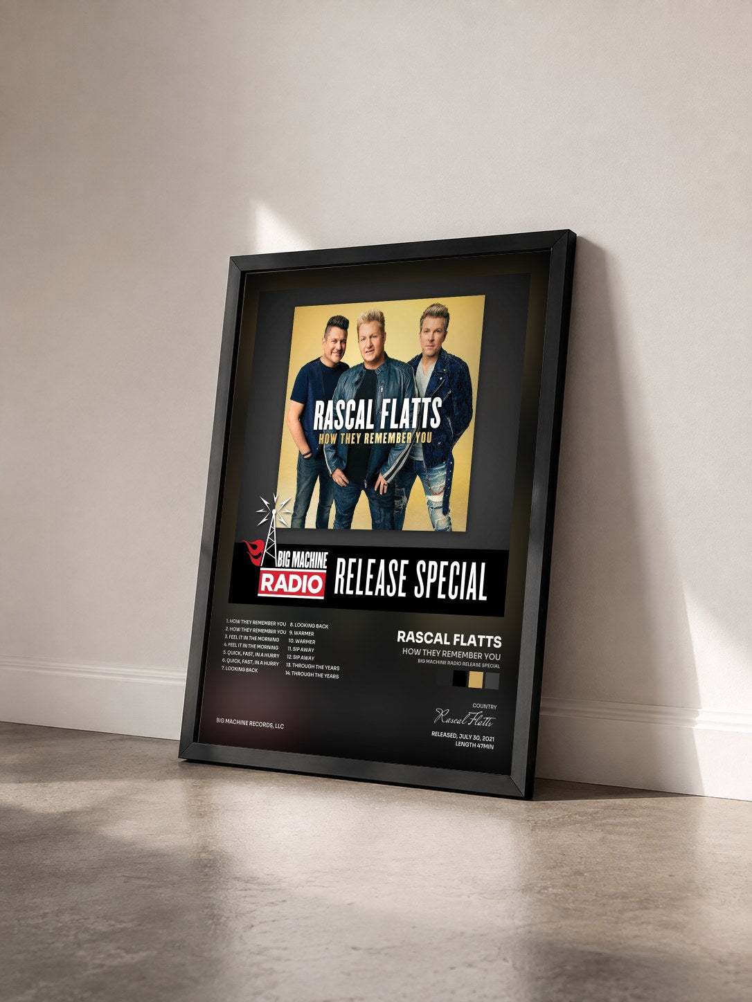 #noir Tableau de l'album How They Remember You (Big Machine Radio Release Special) de Rascal Flatts vu de trois quarts, cadre noir