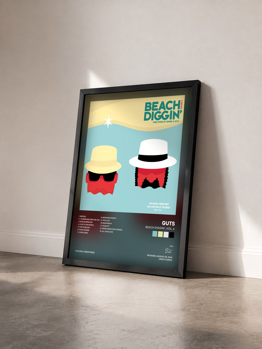 #noir Tableau de l'album Beach Diggin', Vol. 4 de Guts vu de trois quarts, cadre noir