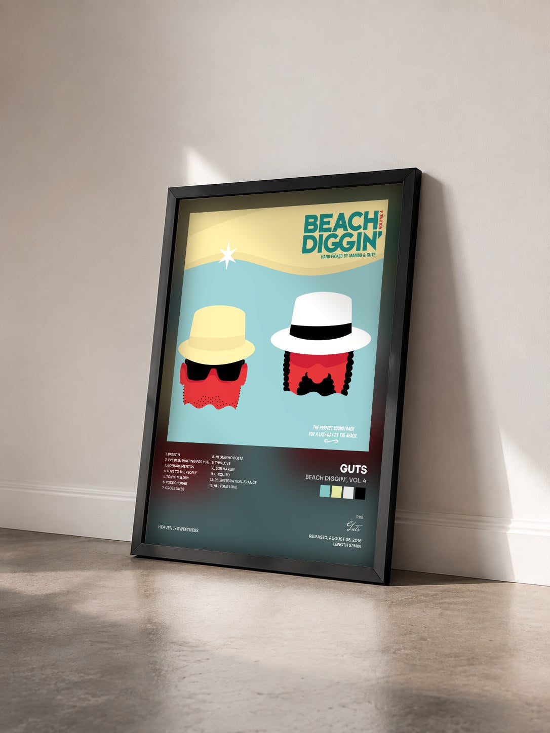 #noir Tableau de l'album Beach Diggin', Vol. 4 de Guts vu de trois quarts, cadre noir