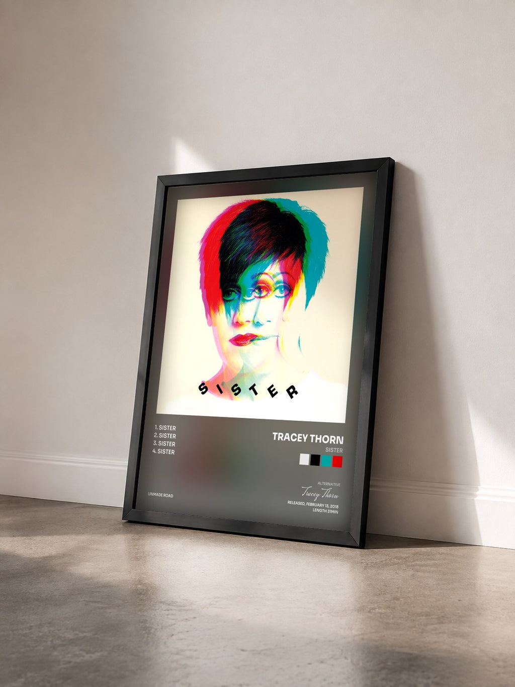 #noir Tableau de l'album Sister de Tracey Thorn vu de trois quarts, cadre noir
