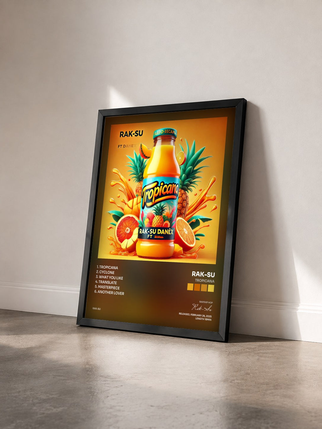 #noir Tableau de l'album Tropicana de Rak-Su vu de trois quarts, cadre noir