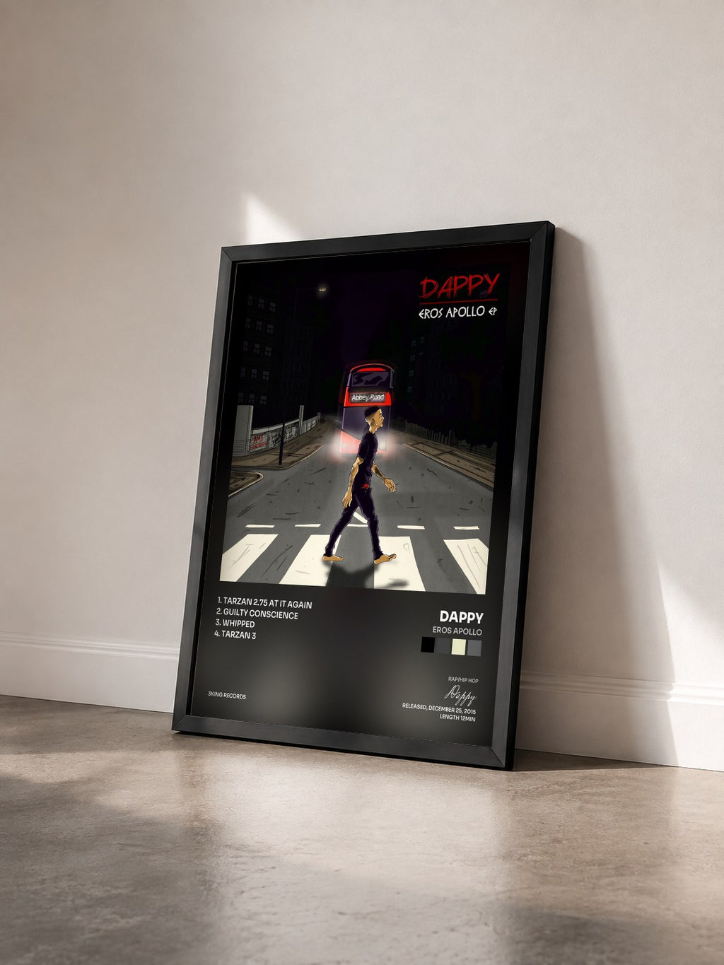 #noir Tableau de l'album Eros Apollo de Dappy vu de trois quarts, cadre noir