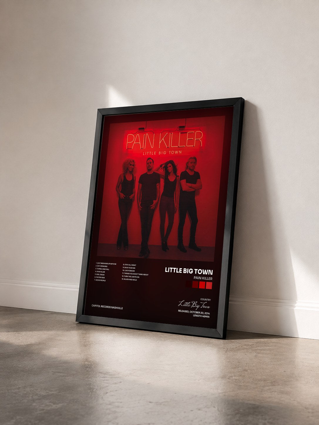 #noir Tableau de l'album Pain Killer de Little Big Town vu de trois quarts, cadre noir