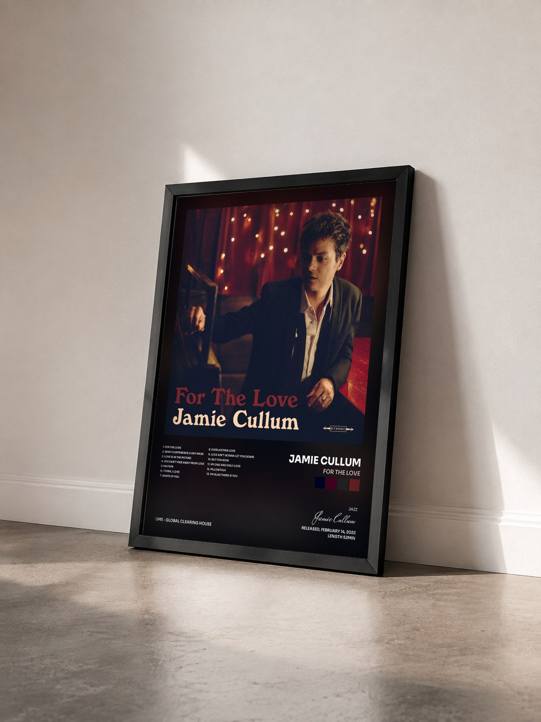#noir Tableau de l'album For The Love de Jamie Cullum vu de trois quarts, cadre noir