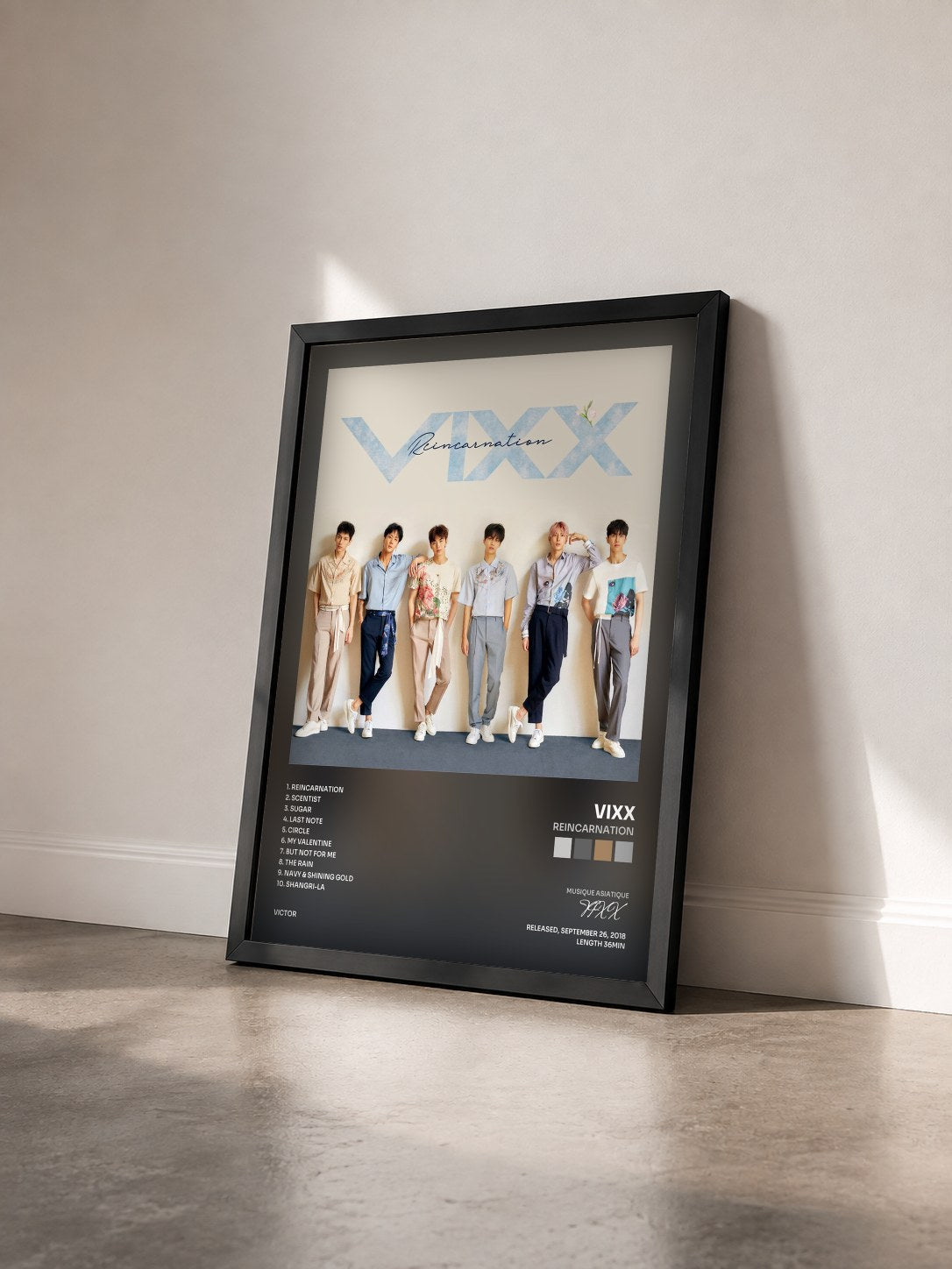 #noir Tableau de l'album Reincarnation de VIXX vu de trois quarts, cadre noir