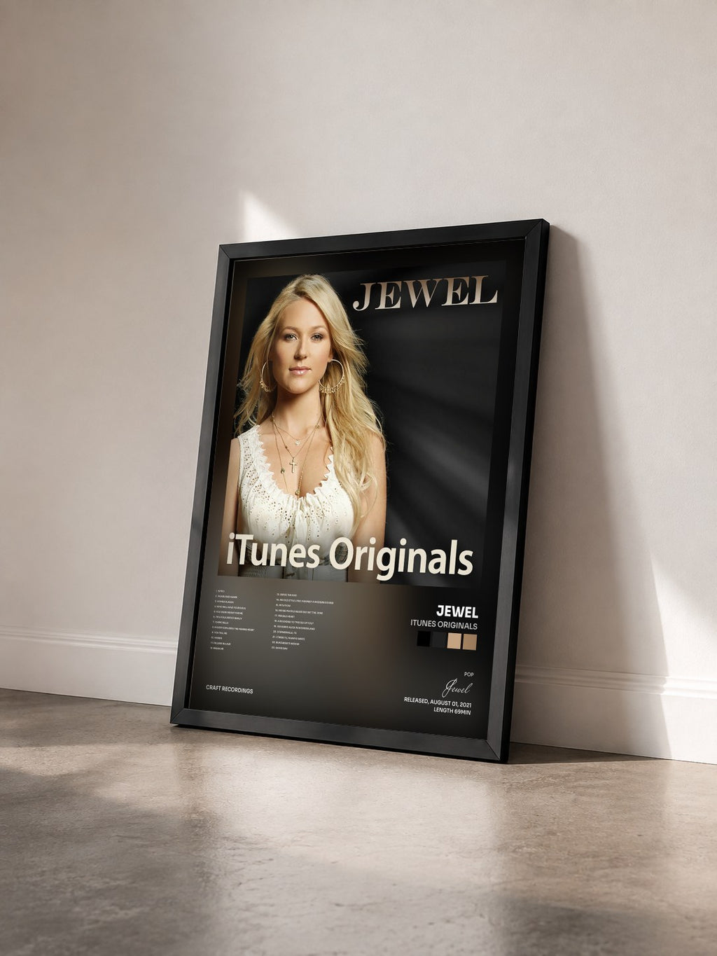 #noir Tableau de l'album iTunes Originals de Jewel vu de trois quarts, cadre noir