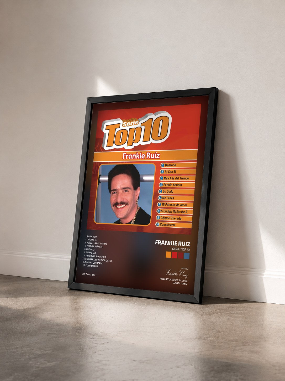#noir Tableau de l'album Serie Top 10 de Frankie Ruiz vu de trois quarts, cadre noir