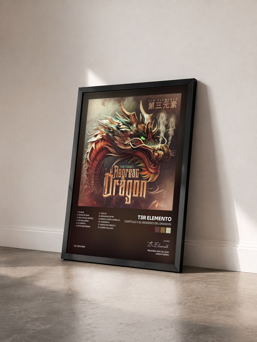 #noir Tableau de l'album Capítulo 1: El Regreso Del Dragon de T3r Elemento vu de trois quarts, cadre noir