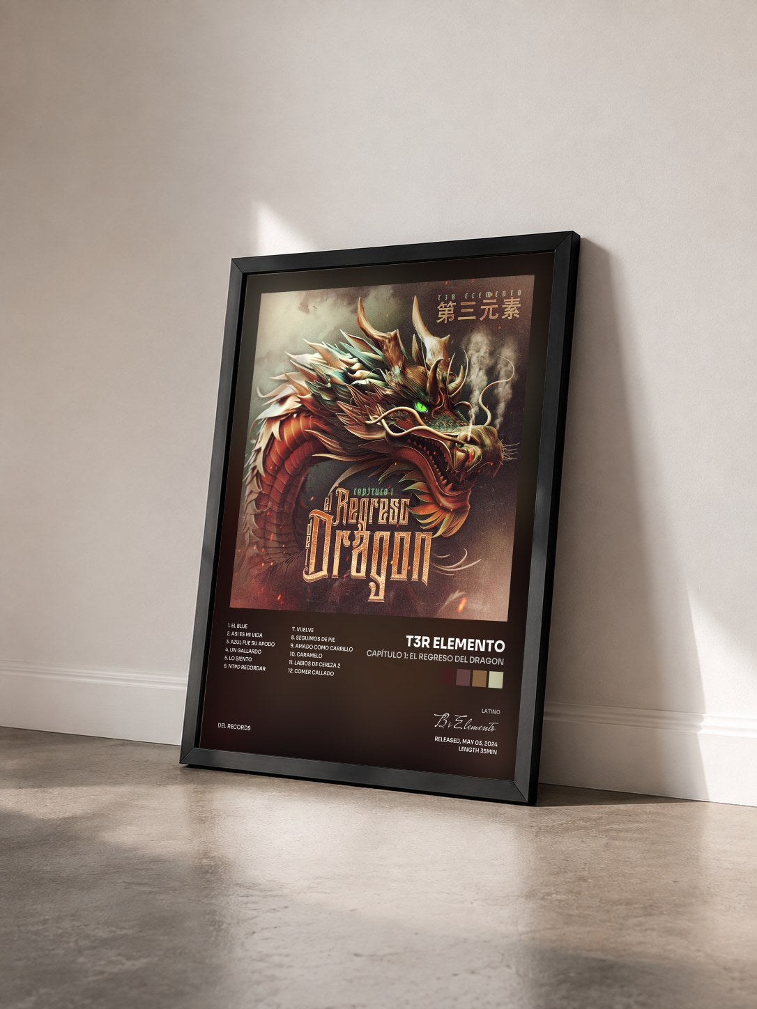 #noir Tableau de l'album Capítulo 1: El Regreso Del Dragon de T3r Elemento vu de trois quarts, cadre noir