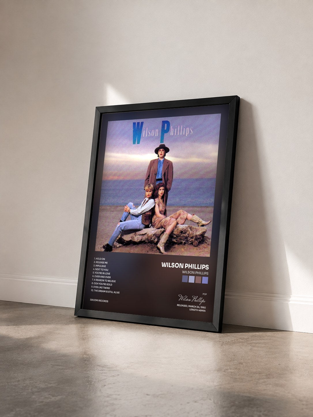 #noir Tableau de l'album Wilson Phillips de Wilson Phillips vu de trois quarts, cadre noir