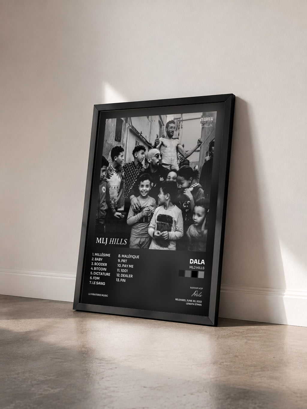 #noir Tableau de l'album MLJ Hills de Dala vu de trois quarts, cadre noir