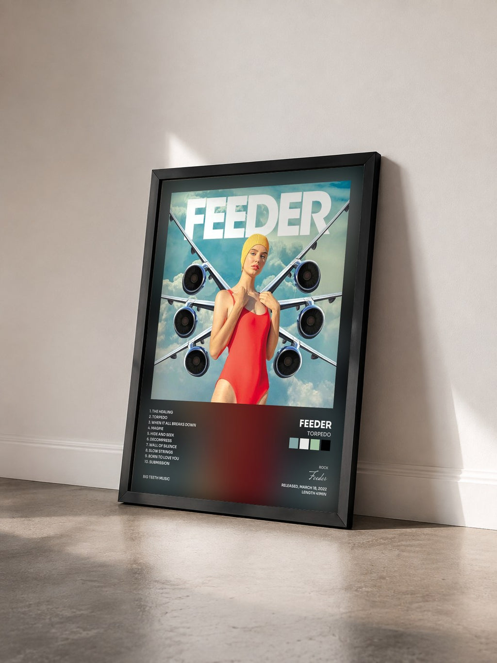 #noir Tableau de l'album Torpedo de Feeder vu de trois quarts, cadre noir