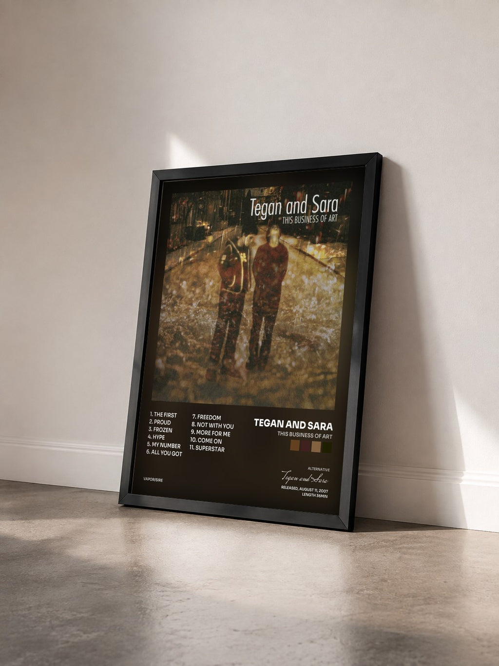 #noir Tableau de l'album This Business of Art de Tegan and Sara vu de trois quarts, cadre noir