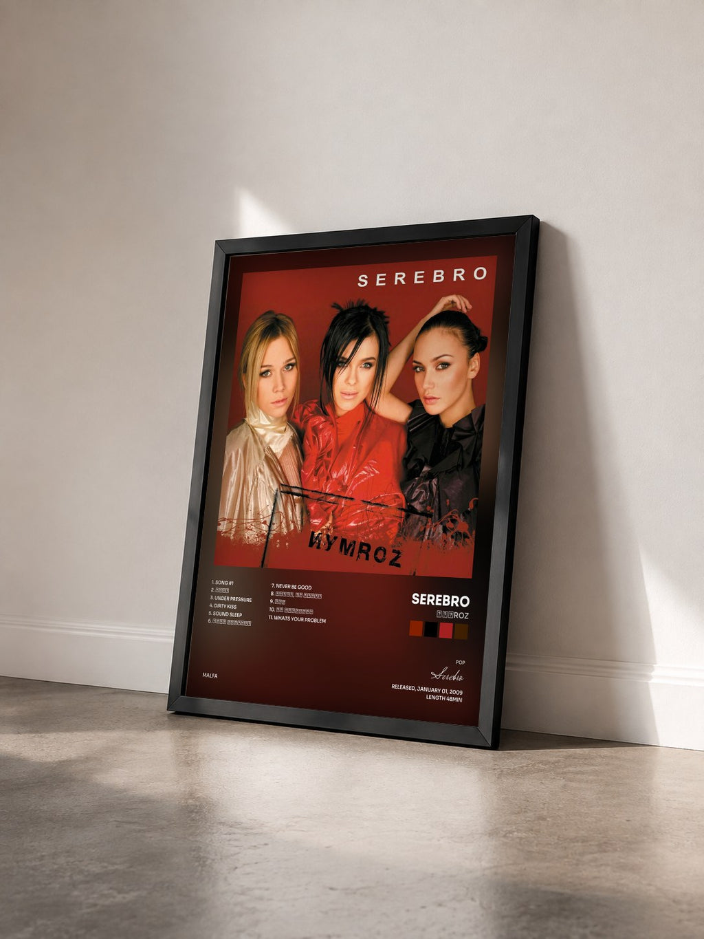 #noir Tableau de l'album Иумroz de Serebro vu de trois quarts, cadre noir