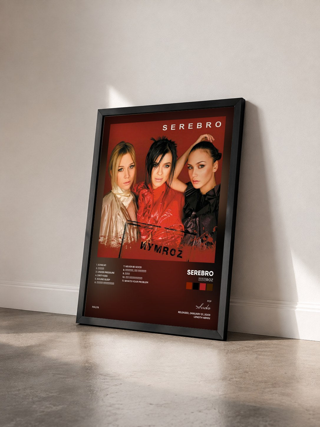 #noir Tableau de l'album Иумroz de Serebro vu de trois quarts, cadre noir