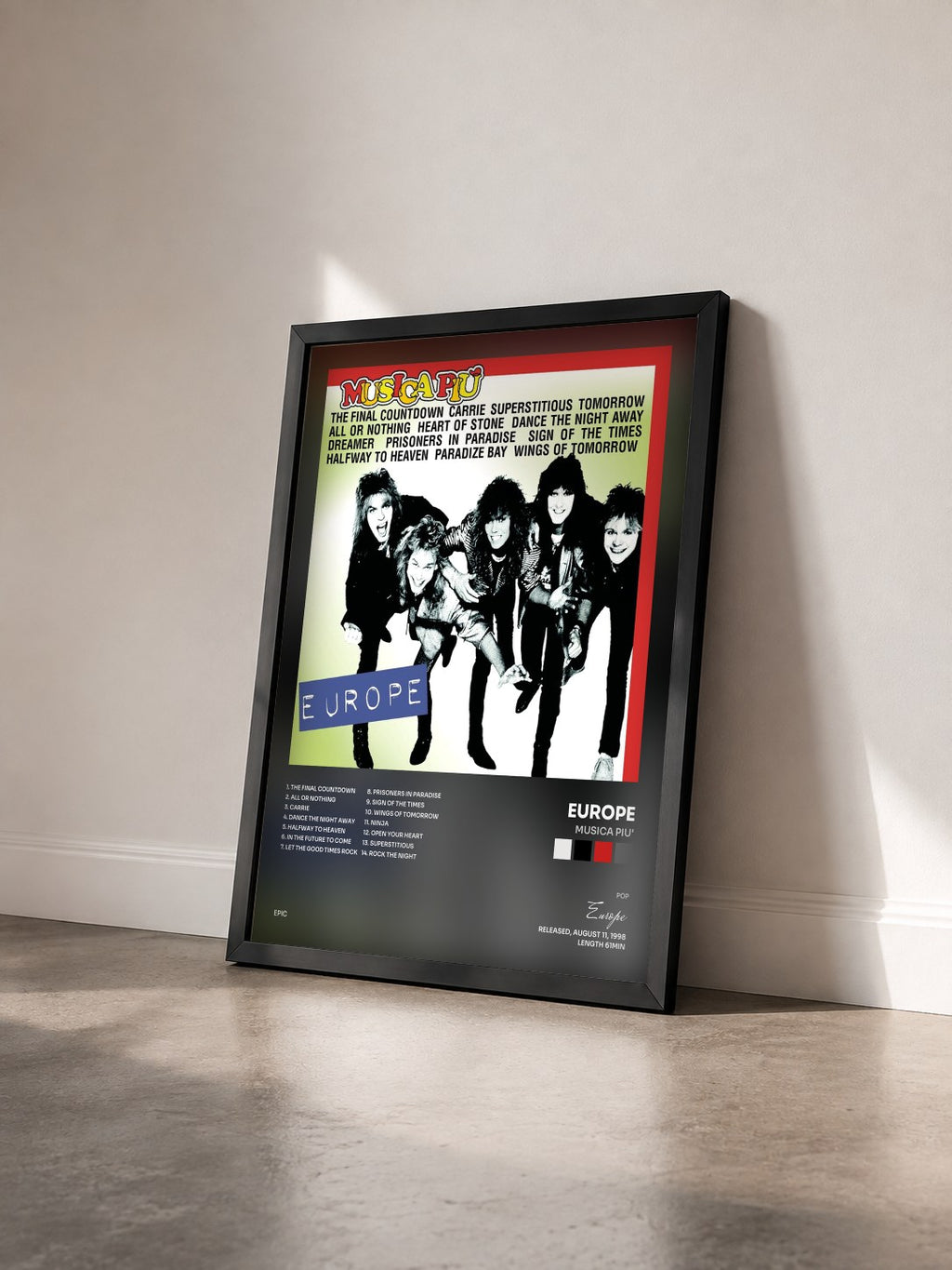 #noir Tableau de l'album Musica Piu' de Europe vu de trois quarts, cadre noir