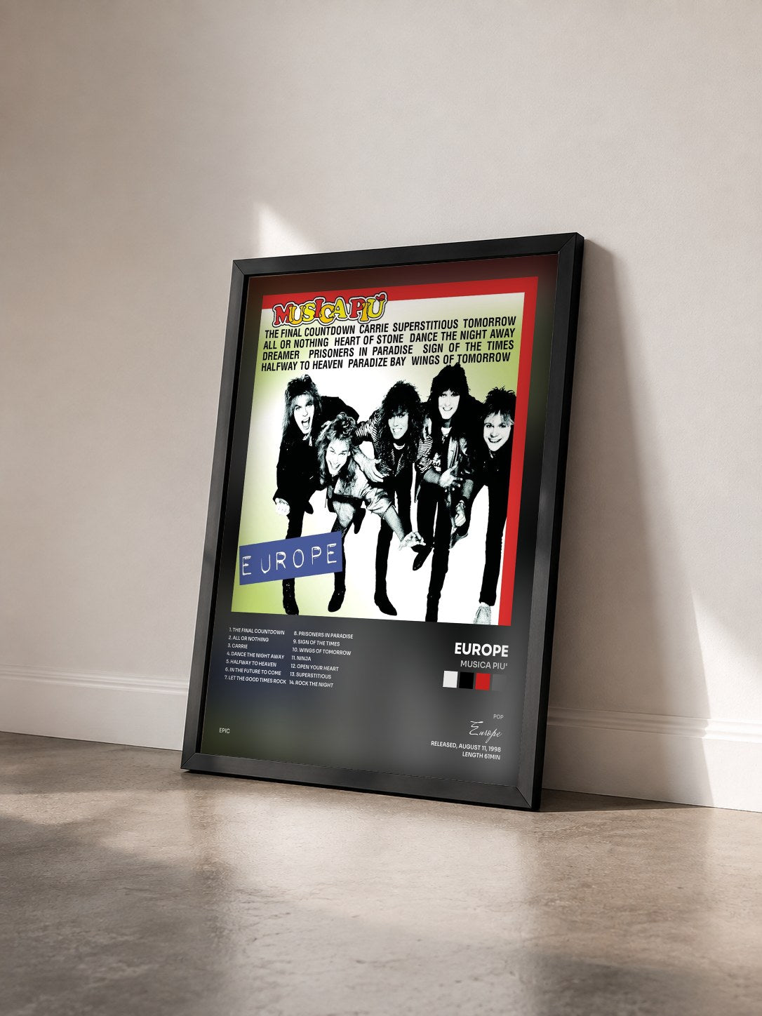 #noir Tableau de l'album Musica Piu' de Europe vu de trois quarts, cadre noir