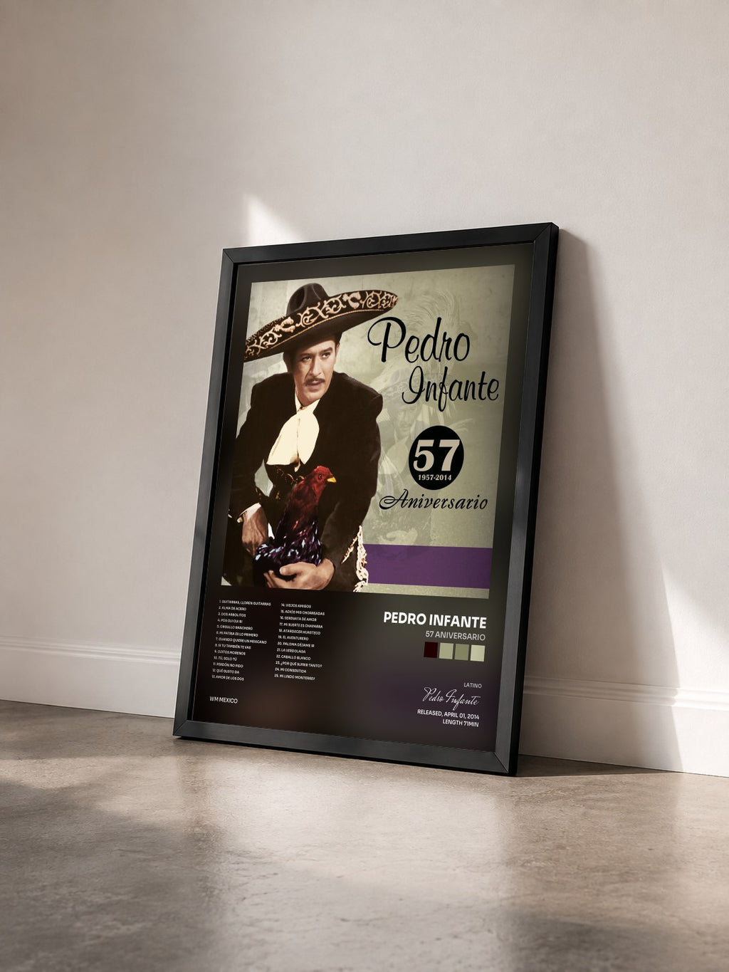 #noir Tableau de l'album 57 Aniversario de Pedro Infante vu de trois quarts, cadre noir
