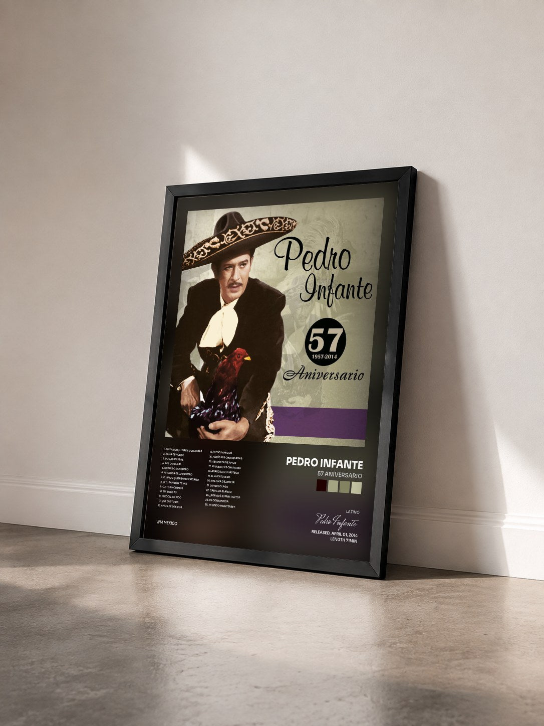 #noir Tableau de l'album 57 Aniversario de Pedro Infante vu de trois quarts, cadre noir