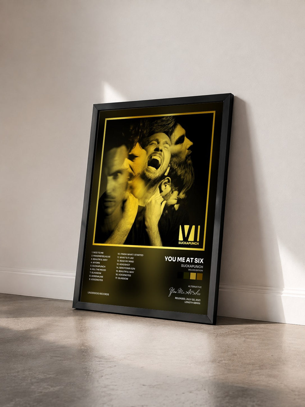 #noir Tableau de l'album SUCKAPUNCH (Deluxe Edition) de You Me At Six vu de trois quarts, cadre noir