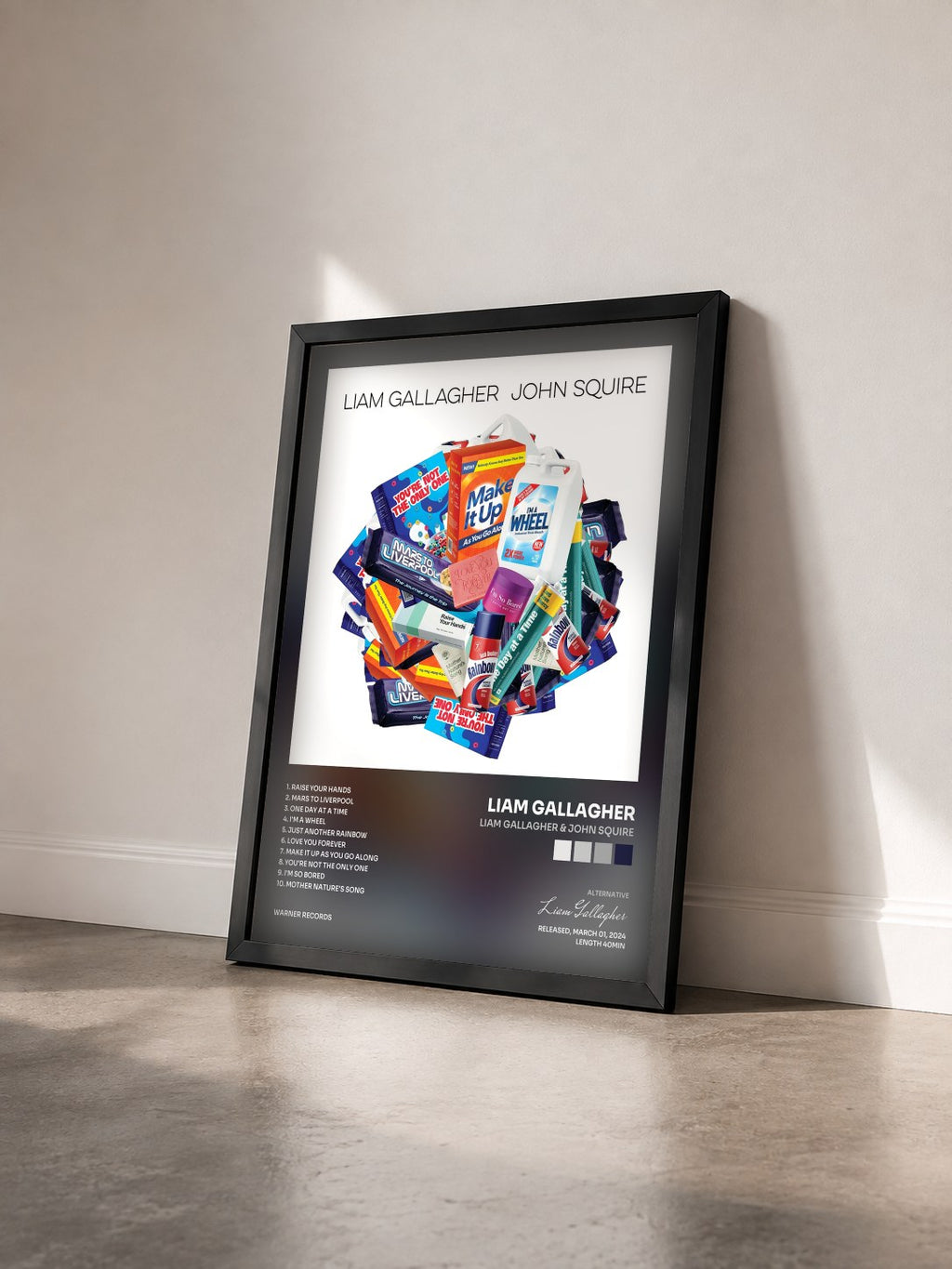 #noir Tableau de l'album Liam Gallagher & John Squire de Liam Gallagher vu de trois quarts, cadre noir