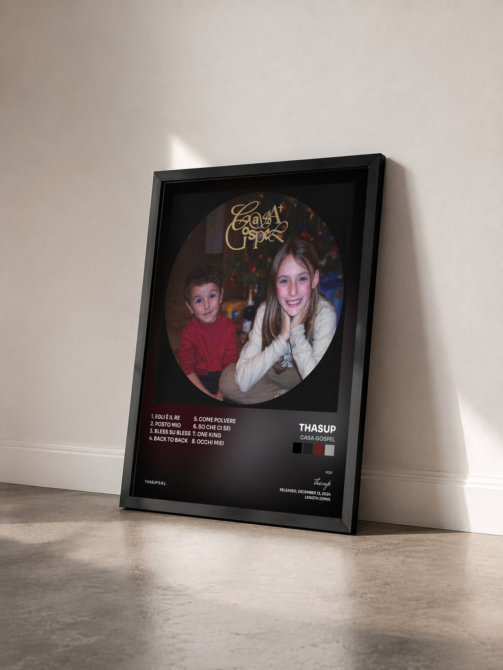 #noir Tableau de l'album CASA GOSPEL de thasup vu de trois quarts, cadre noir