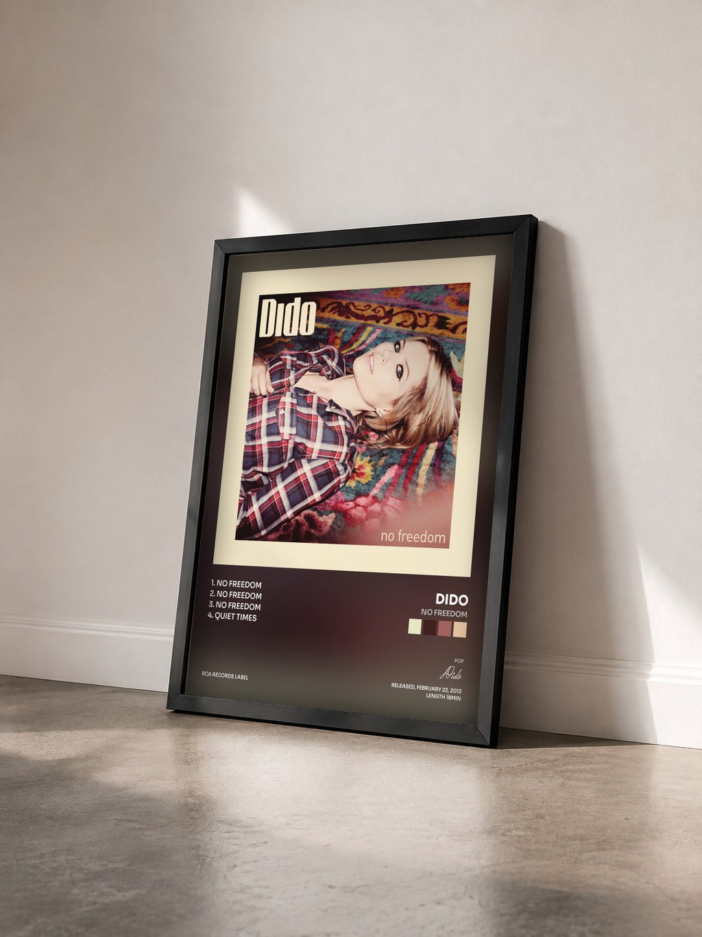 #noir Tableau de l'album No Freedom de Dido vu de trois quarts, cadre noir
