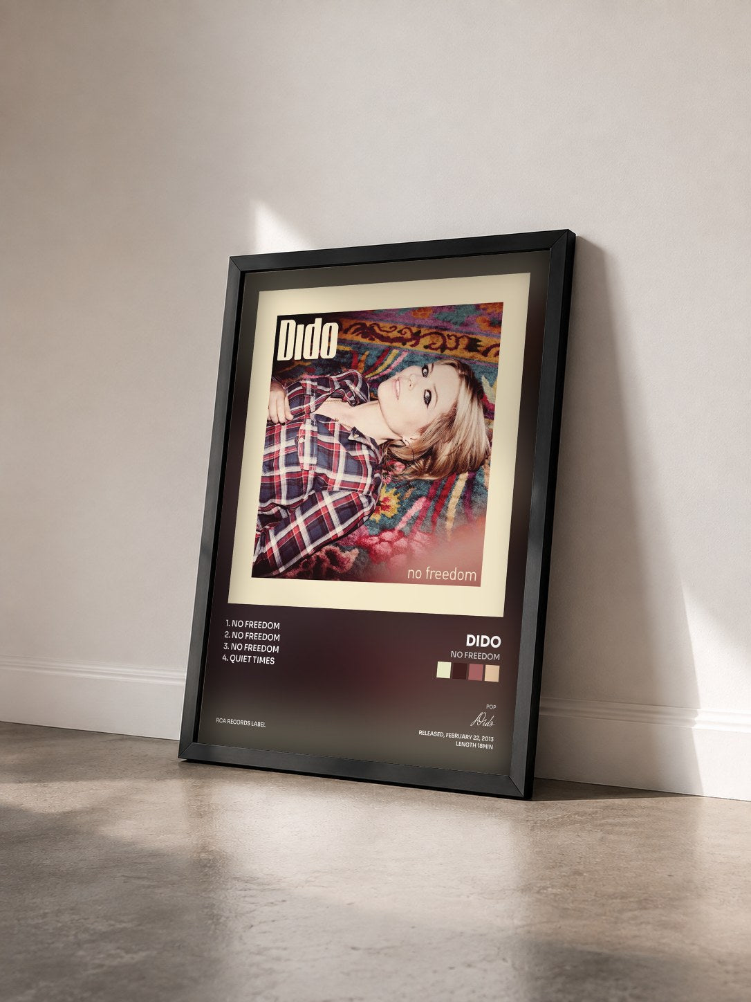 #noir Tableau de l'album No Freedom de Dido vu de trois quarts, cadre noir