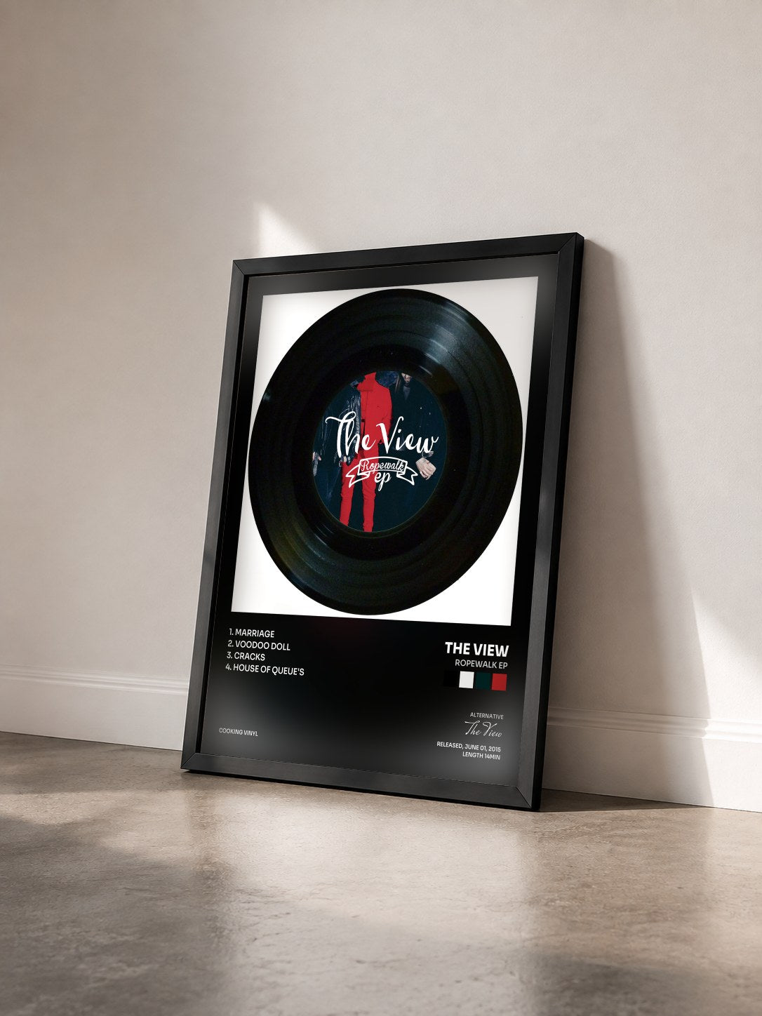 #noir Tableau de l'album Ropewalk EP de The View vu de trois quarts, cadre noir