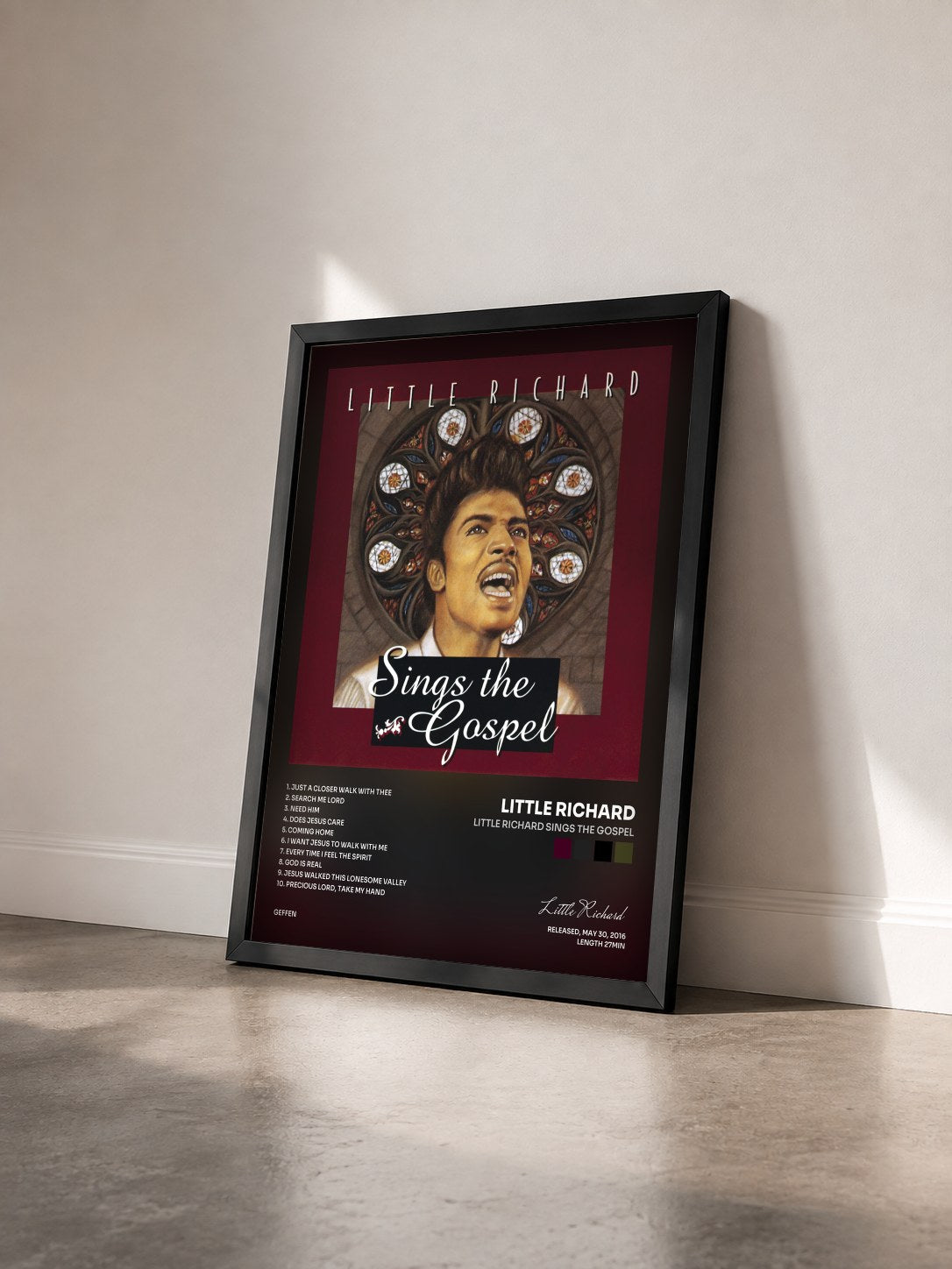 #noir Tableau de l'album Little Richard Sings The Gospel de Little Richard vu de trois quarts, cadre noir