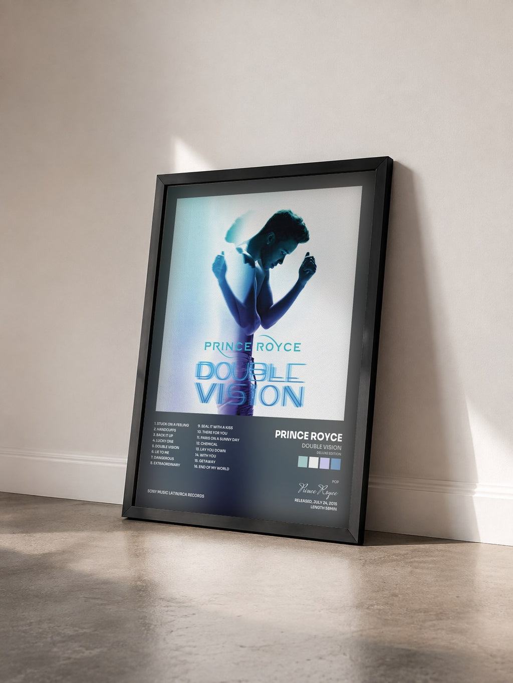 #noir Tableau de l'album Double Vision (Deluxe Edition) de Prince Royce vu de trois quarts, cadre noir