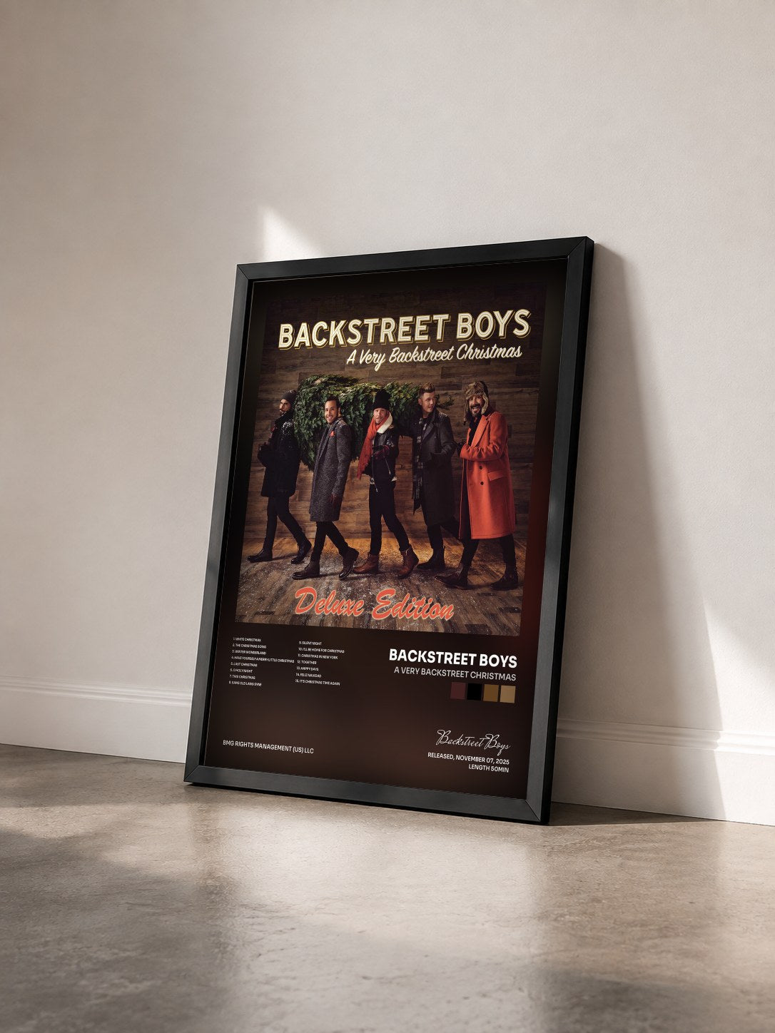 #noir Tableau de l'album A Very Backstreet Christmas de Backstreet Boys vu de trois quarts, cadre noir