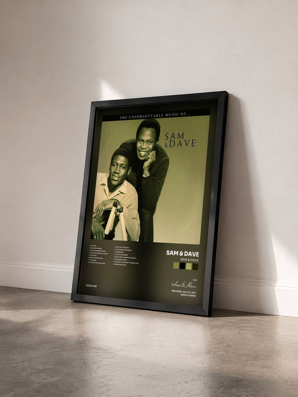 #noir Tableau de l'album Sam & Dave de Sam & Dave vu de trois quarts, cadre noir