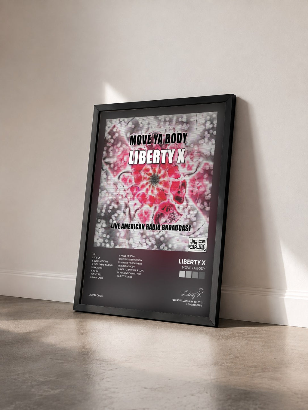 #noir Tableau de l'album Move Ya Body de Liberty X vu de trois quarts, cadre noir