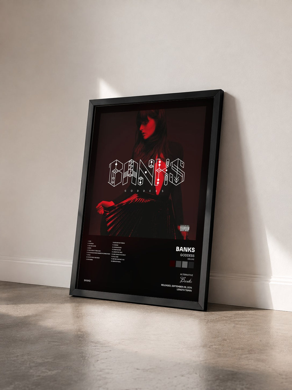 #noir Tableau de l'album Goddess (Deluxe) de Banks vu de trois quarts, cadre noir