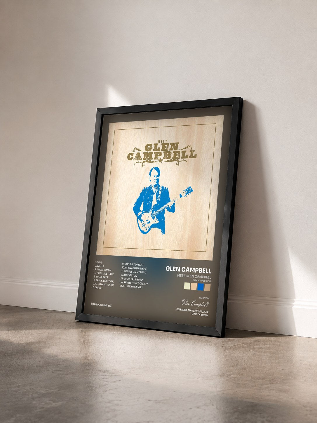 #noir Tableau de l'album Meet Glen Campbell (Expanded Edition) de Glen Campbell vu de trois quarts, cadre noir