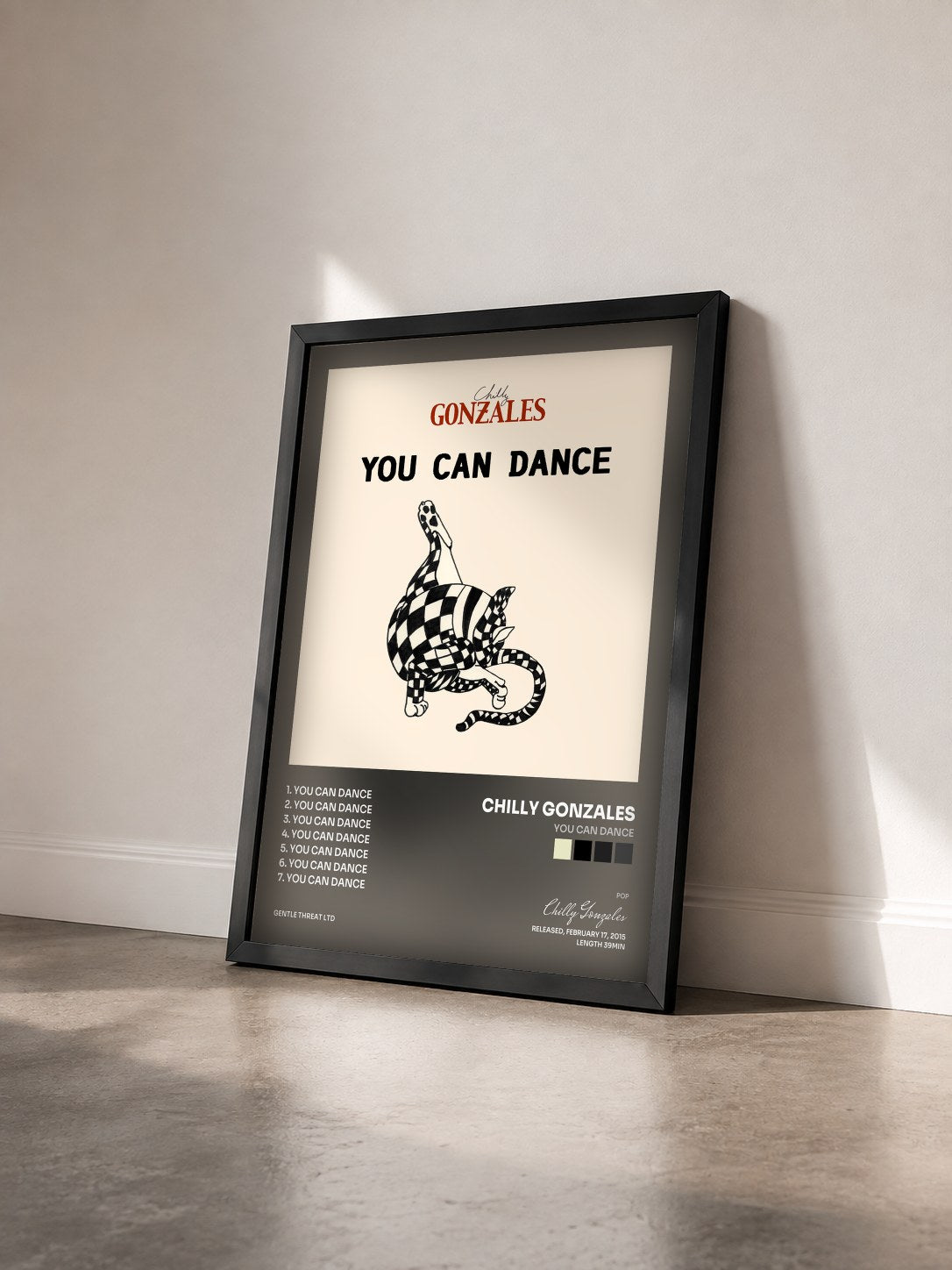 #noir Tableau de l'album You Can Dance de Chilly Gonzales vu de trois quarts, cadre noir