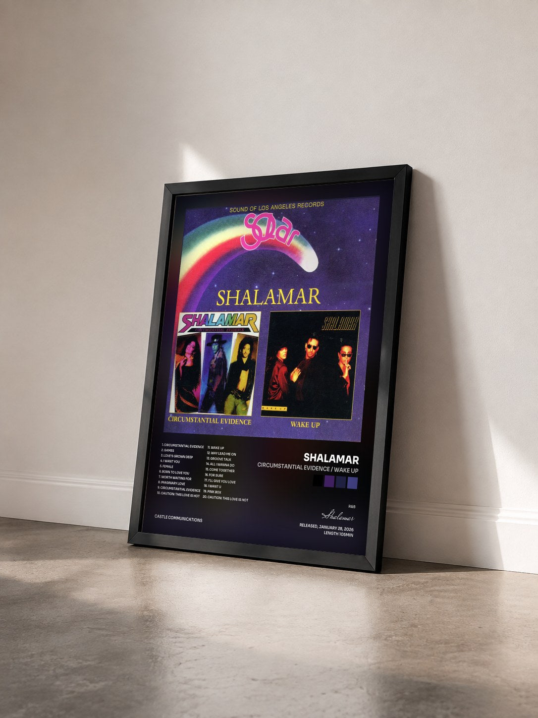 #noir Tableau de l'album Circumstantial Evidence / Wake Up de Shalamar vu de trois quarts, cadre noir