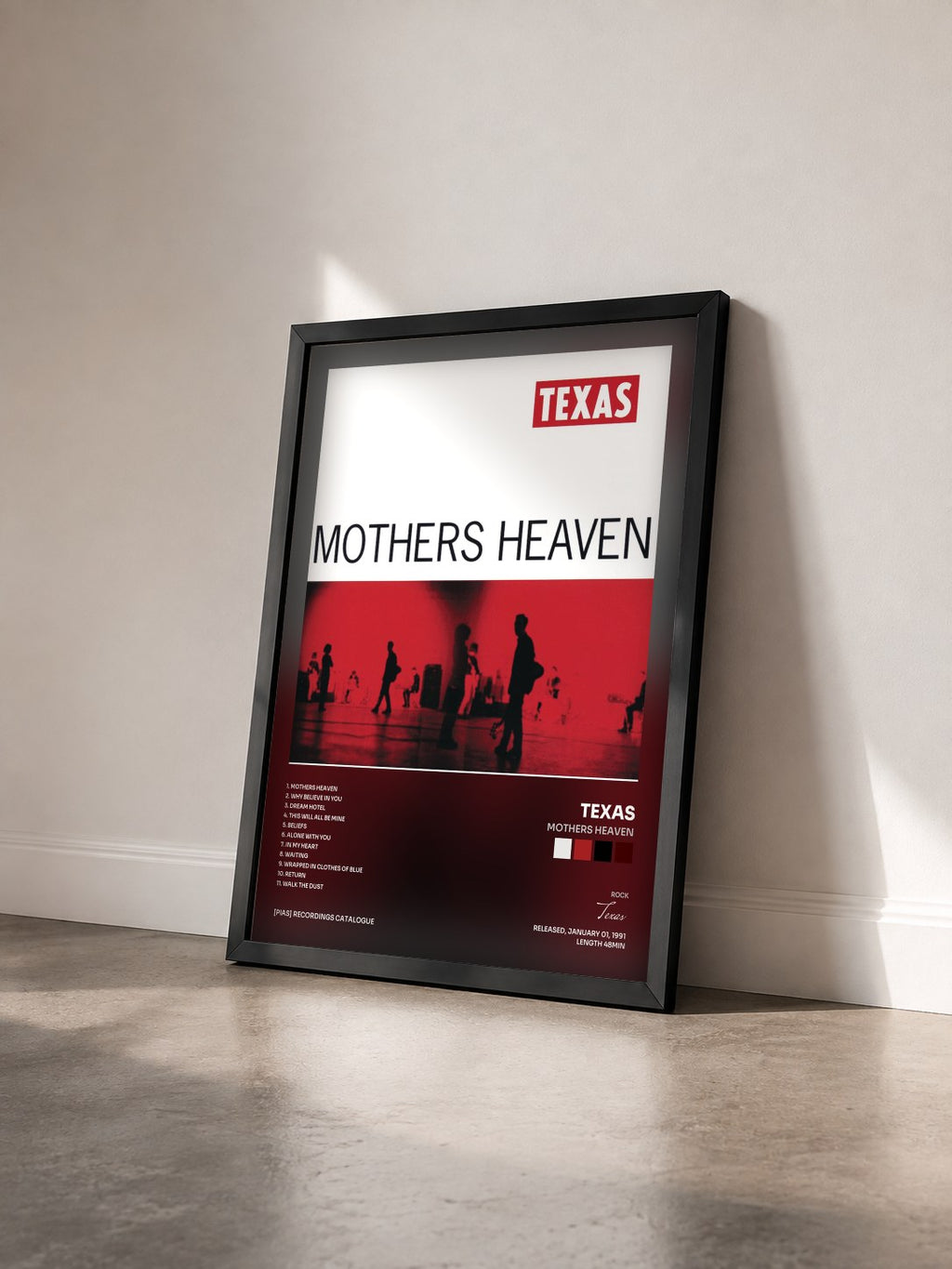 #noir Tableau de l'album Mothers Heaven de Texas vu de trois quarts, cadre noir