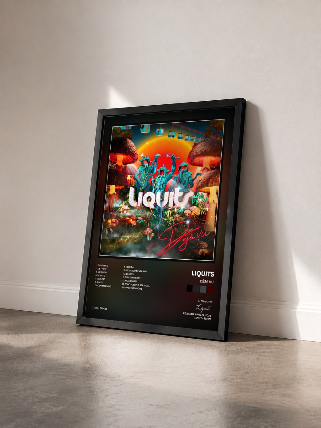 #noir Tableau de l'album Déjà Vu de Liquits vu de trois quarts, cadre noir