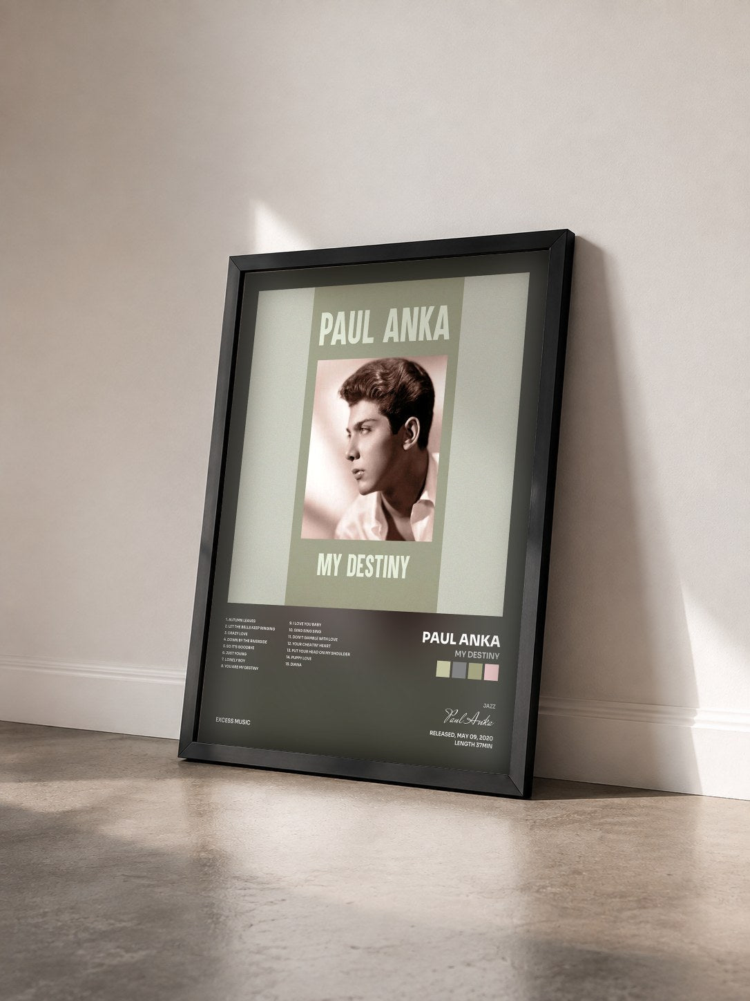 #noir Tableau de l'album My Destiny de Paul Anka vu de trois quarts, cadre noir