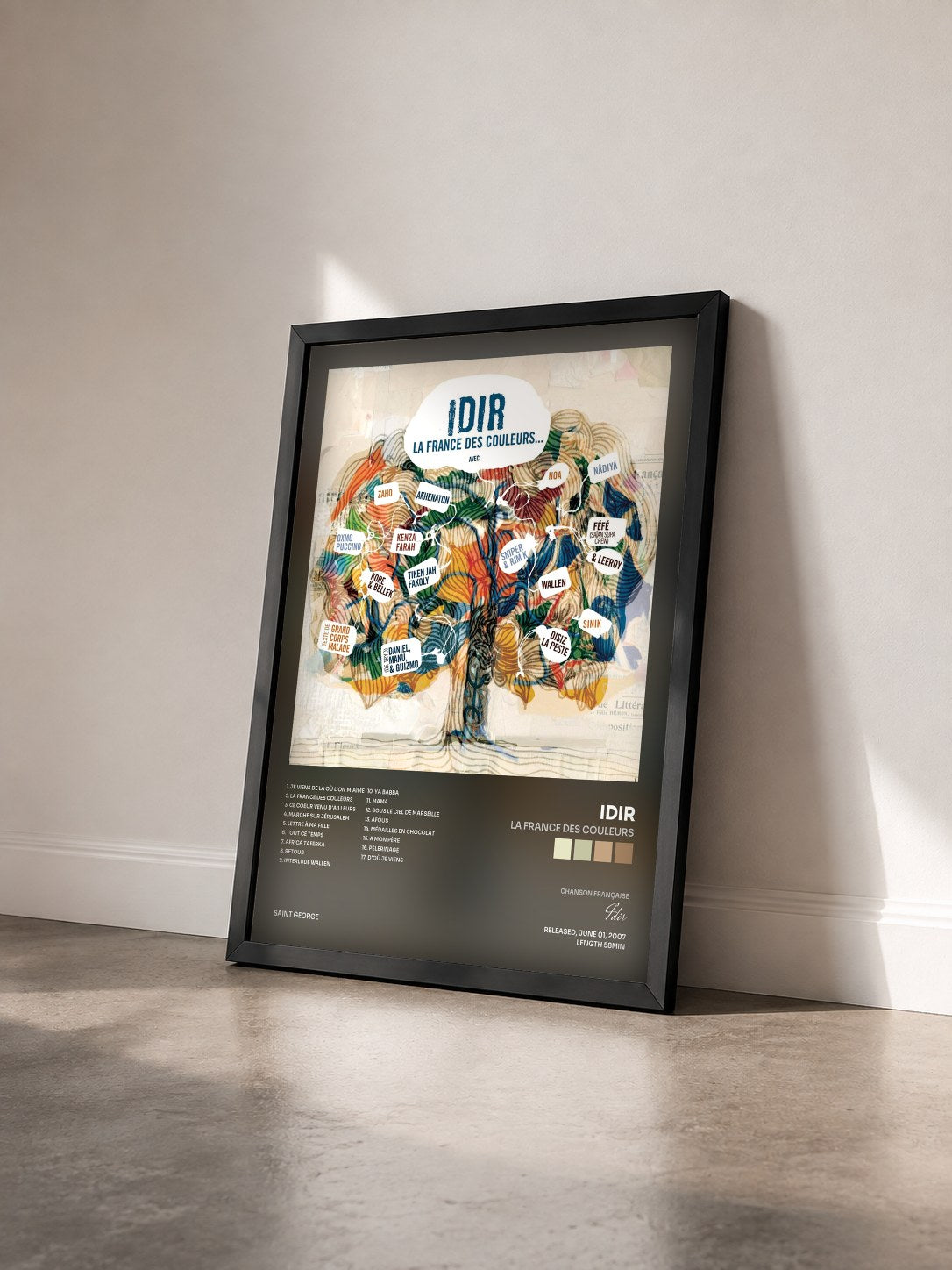 #noir Tableau de l'album La France des couleurs de Idir vu de trois quarts, cadre noir