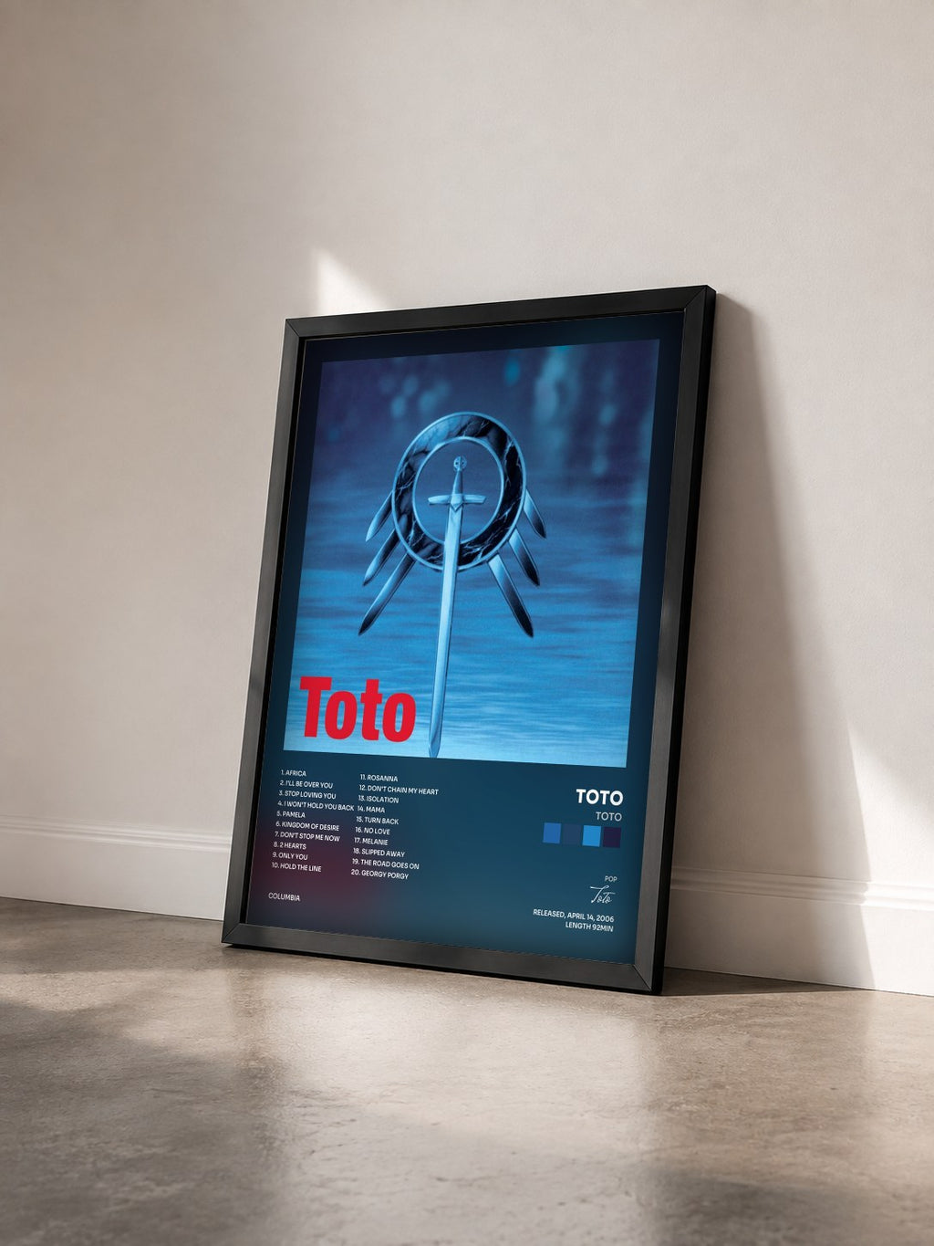 #noir Tableau de l'album Toto de Toto vu de trois quarts, cadre noir