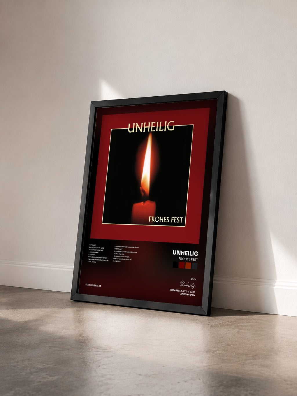 #noir Tableau de l'album Frohes Fest de Unheilig vu de trois quarts, cadre noir