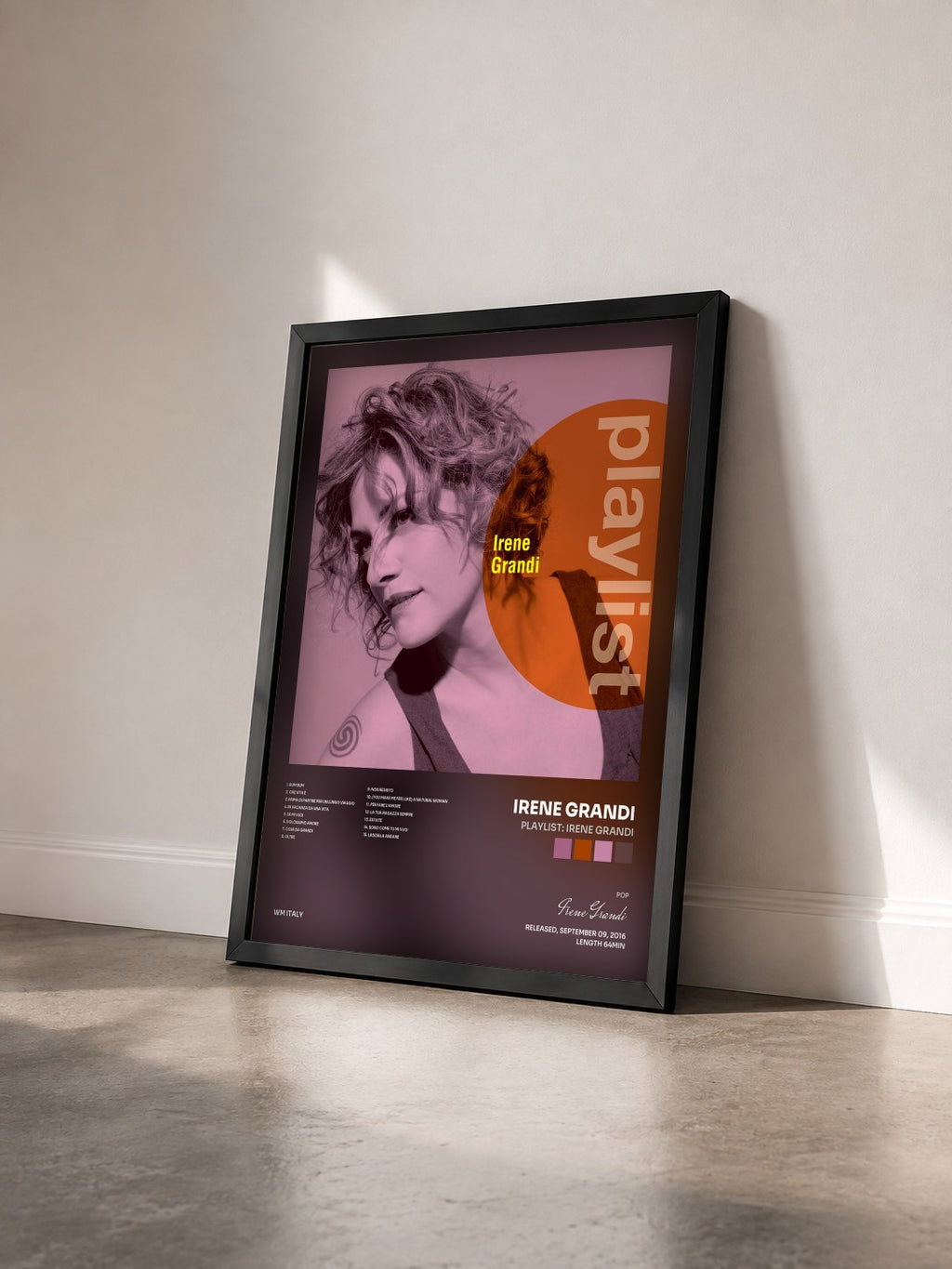 #noir Tableau de l'album Playlist: Irene Grandi de Irene Grandi vu de trois quarts, cadre noir