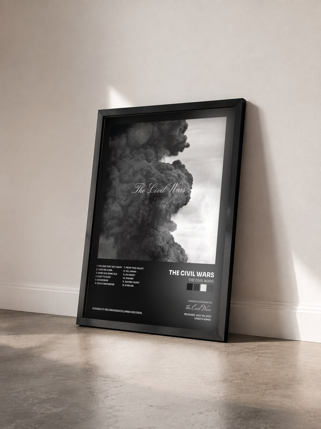 #noir Tableau de l'album The Civil Wars de the Civil Wars vu de trois quarts, cadre noir