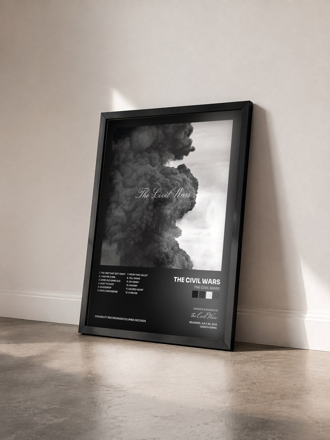 #noir Tableau de l'album The Civil Wars de the Civil Wars vu de trois quarts, cadre noir