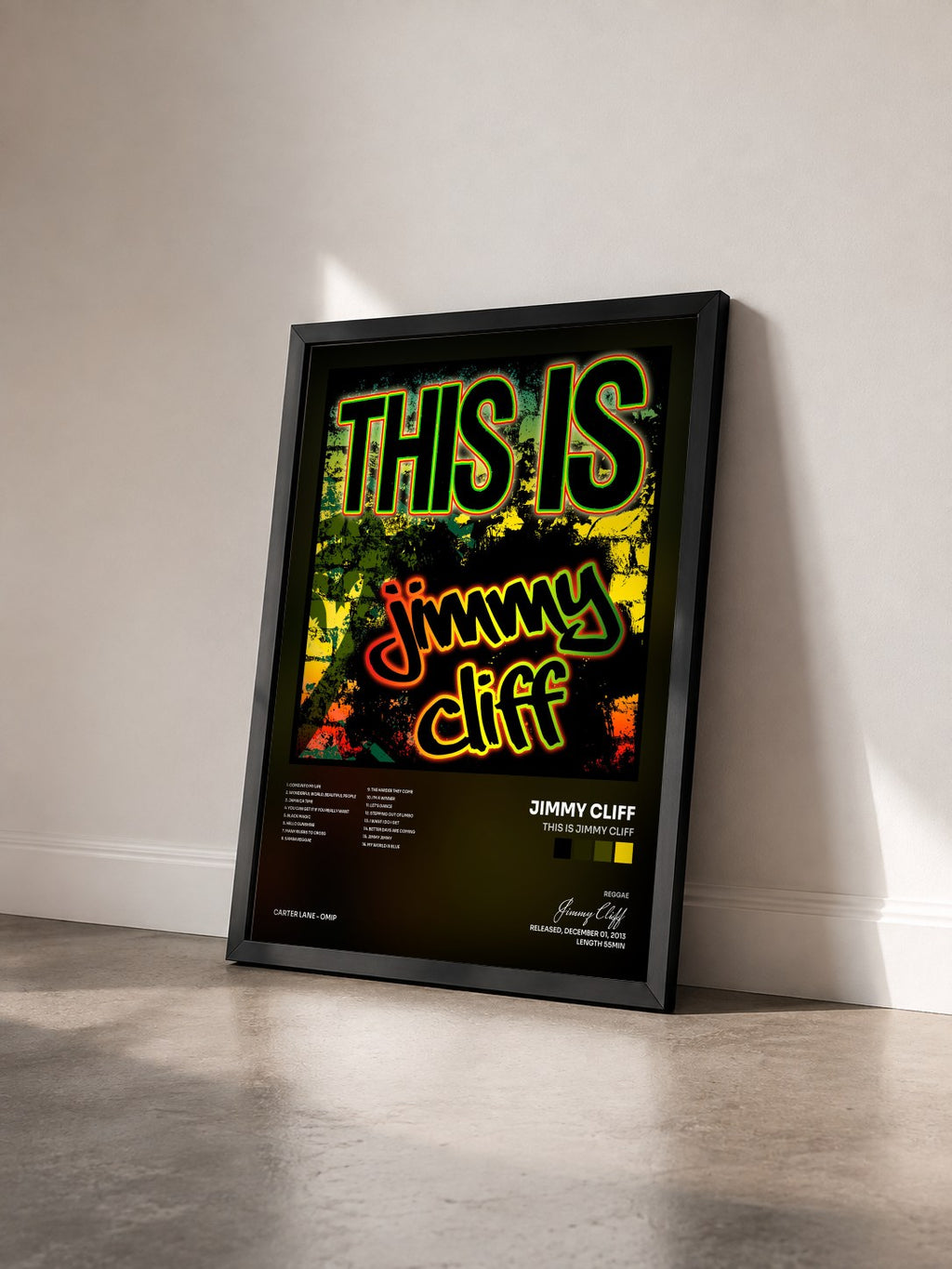 #noir Tableau de l'album This Is Jimmy Cliff de Jimmy Cliff vu de trois quarts, cadre noir